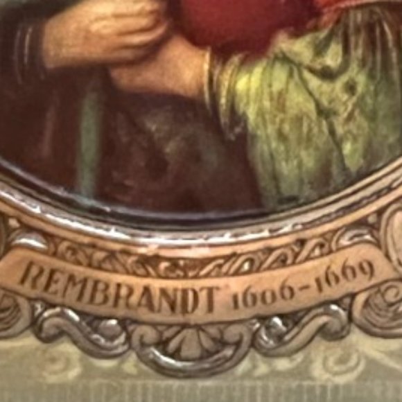 Vtg Embossed Holland Tin Box Old Master Art Hinged Gold Silver READ 4.75" Square - Picture 3 of 16